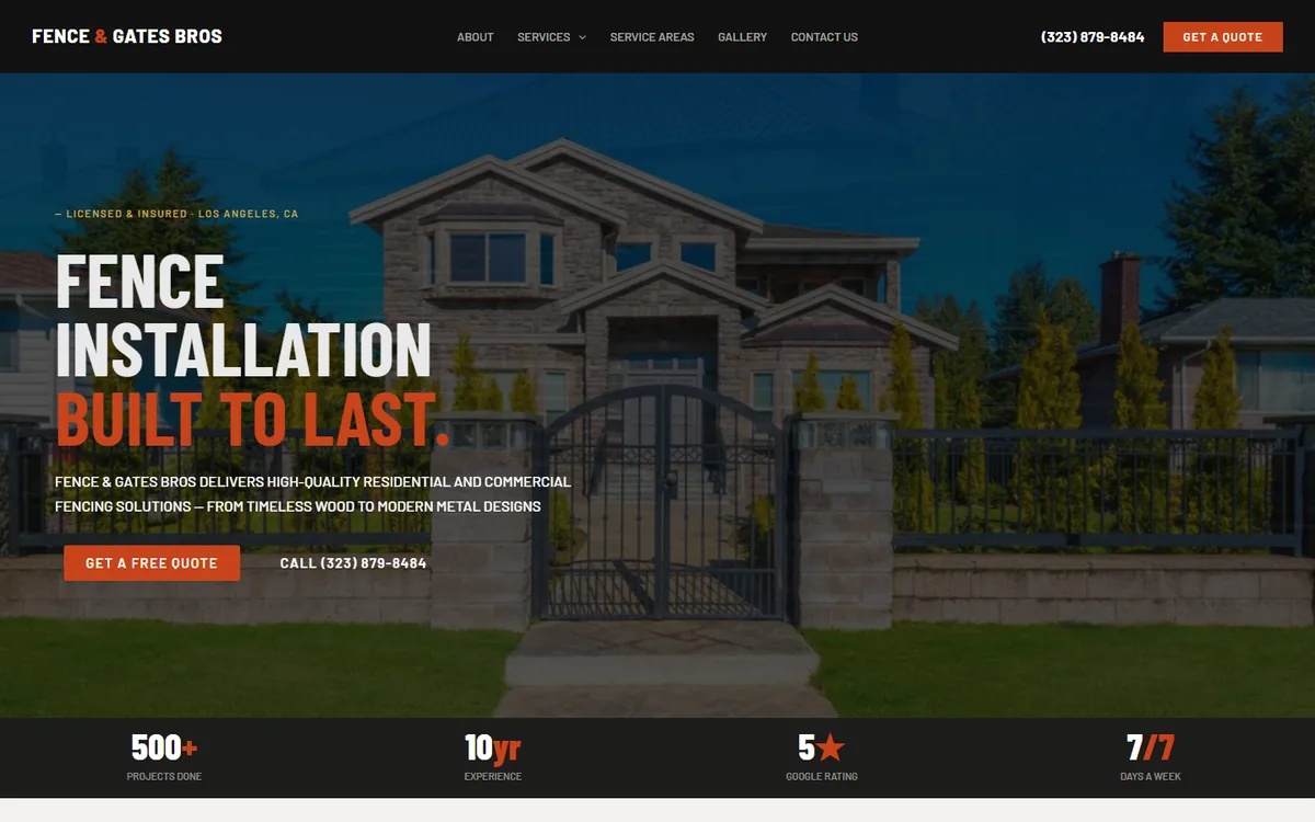 Fence & Gates Bros website